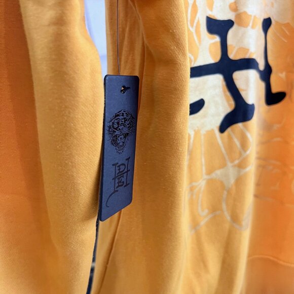 Don Ed Hardy Black Panther Logo Mustard Yellow Hoodie - Picture 4 of 7